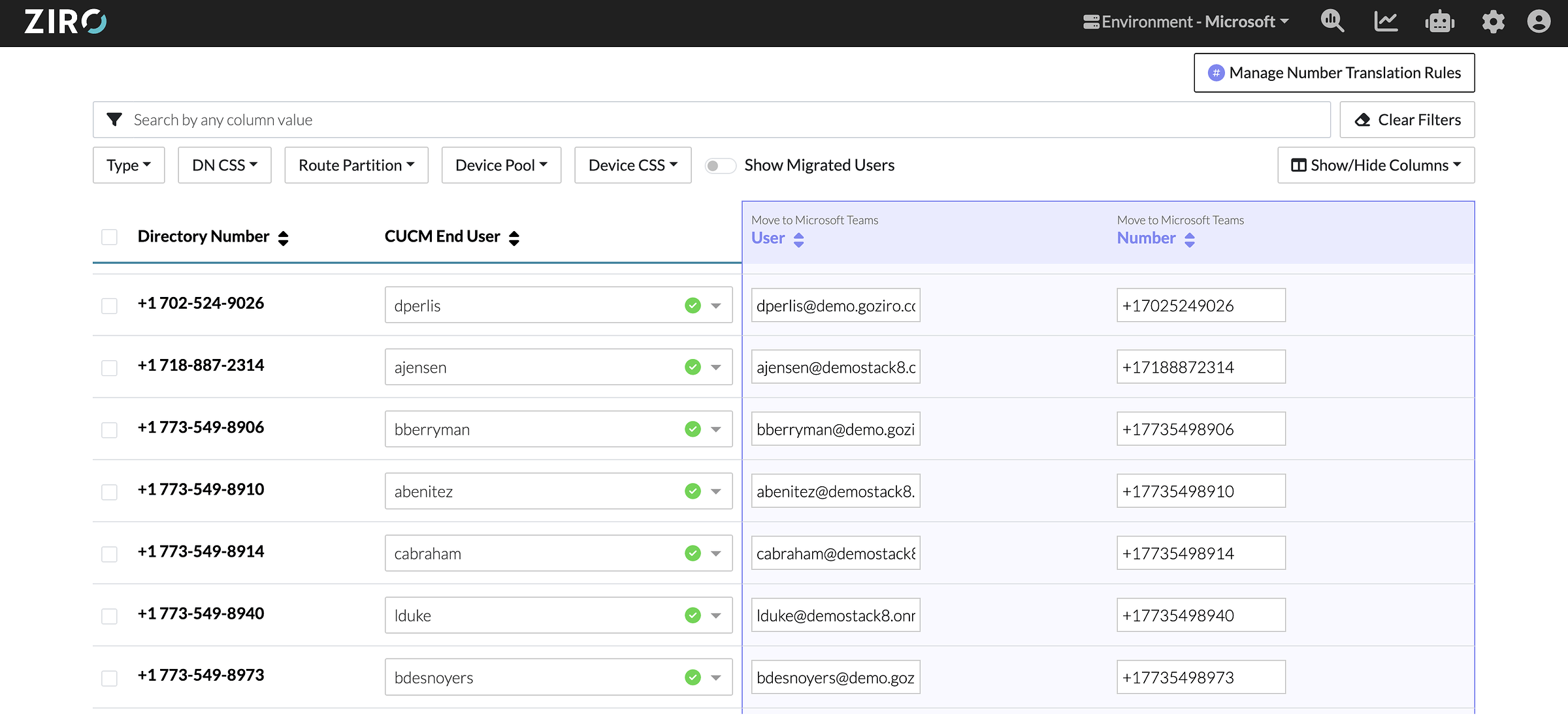 CUCM directory Numbers are automatically staged to Teams with their corresponding UPN and LineURI