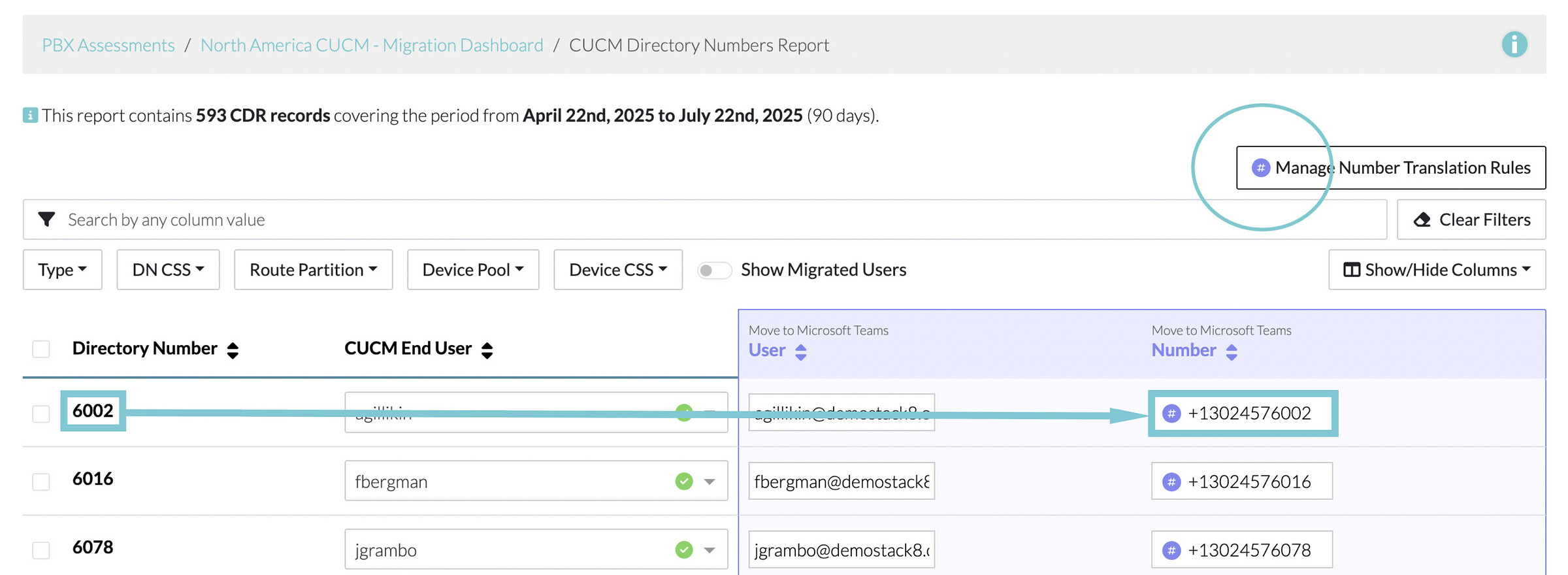 Numbers are automatically translated based on defined rules