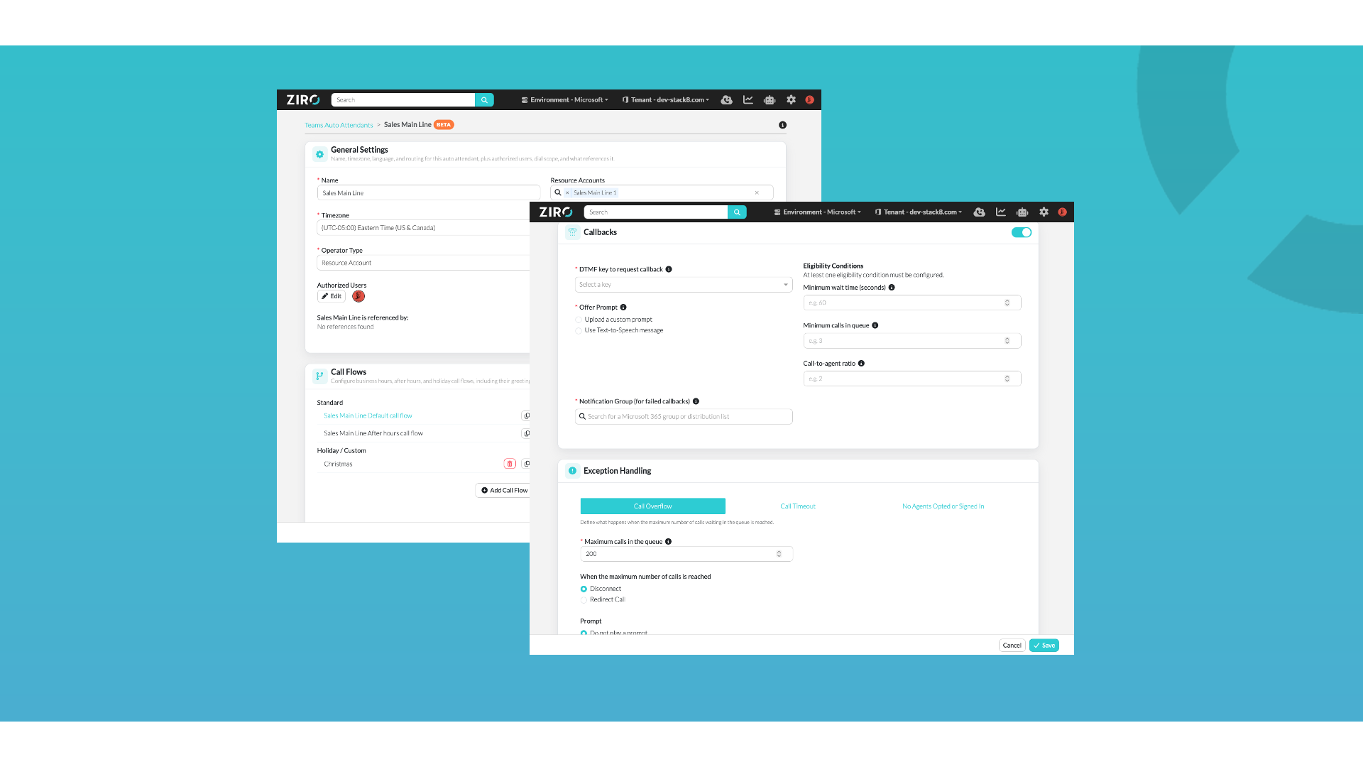 Call Queue and Auto Attendant previews